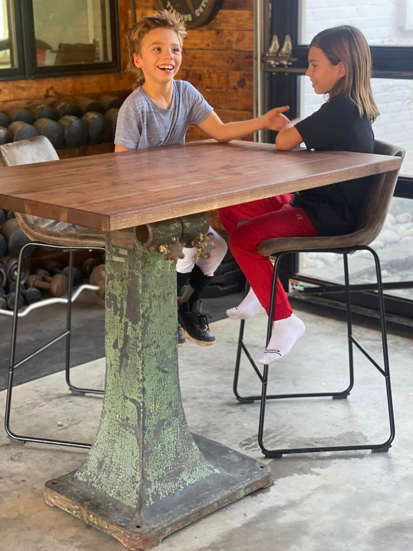 Vintage Pedestal Grinder Stand Pub Table