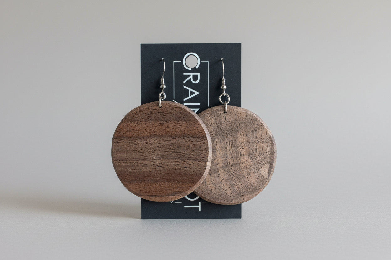 Walnut Circle Earrings