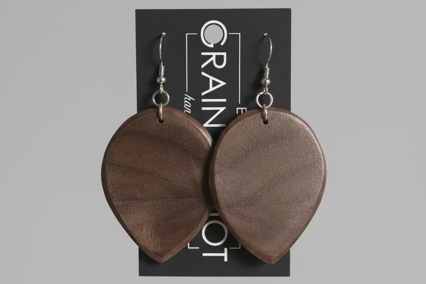Black Walnut Feather Earring