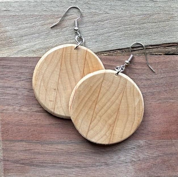 Round Maple Earring