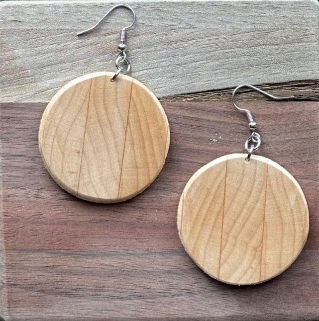 Round Maple Earring